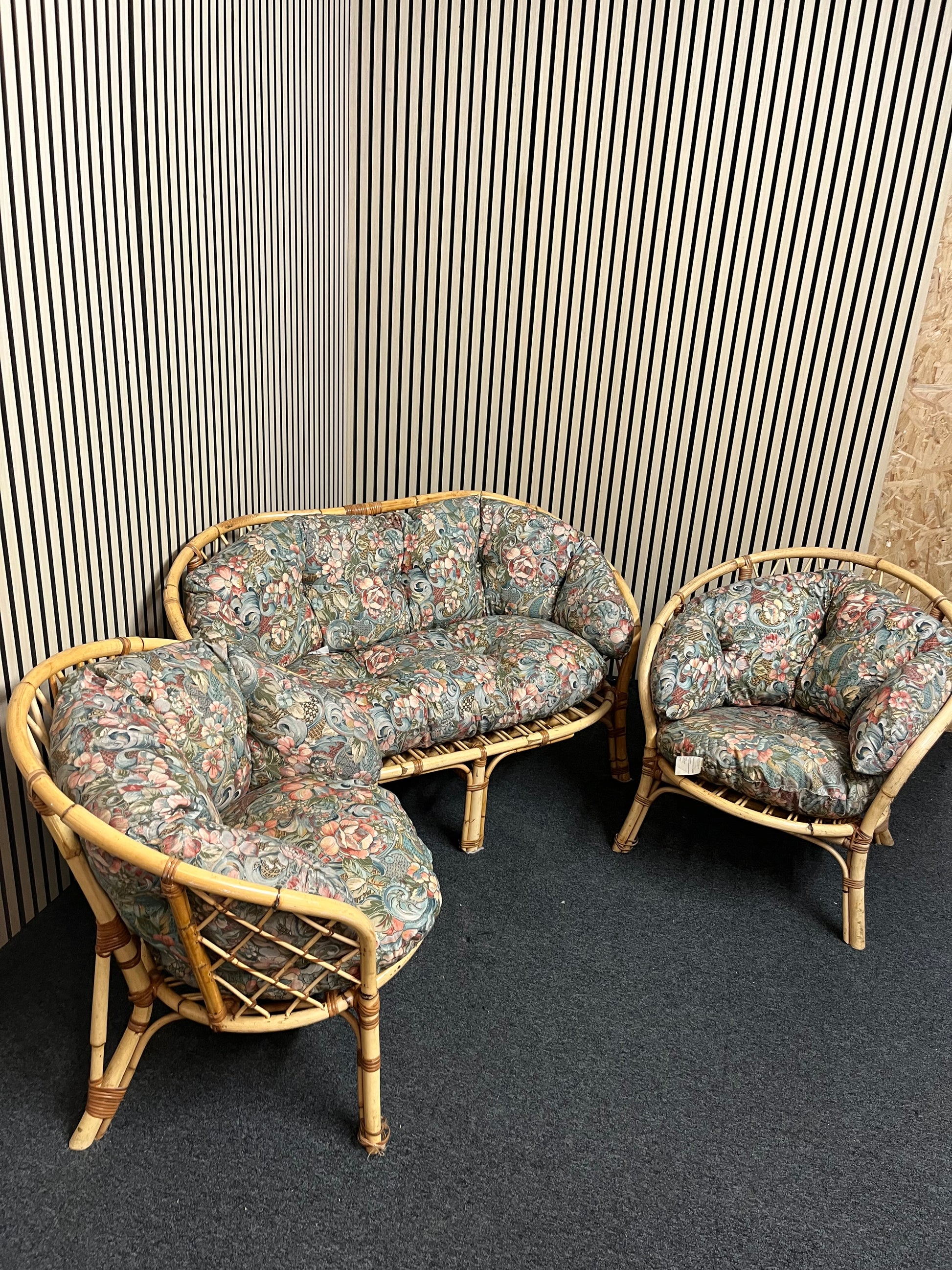 Cane framed fabric seat 3+1+1 sofa suite 2325