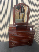 Dark mahogany 3+2 chest with mirror (H 86 x W 93 x D 40 cm)  44644