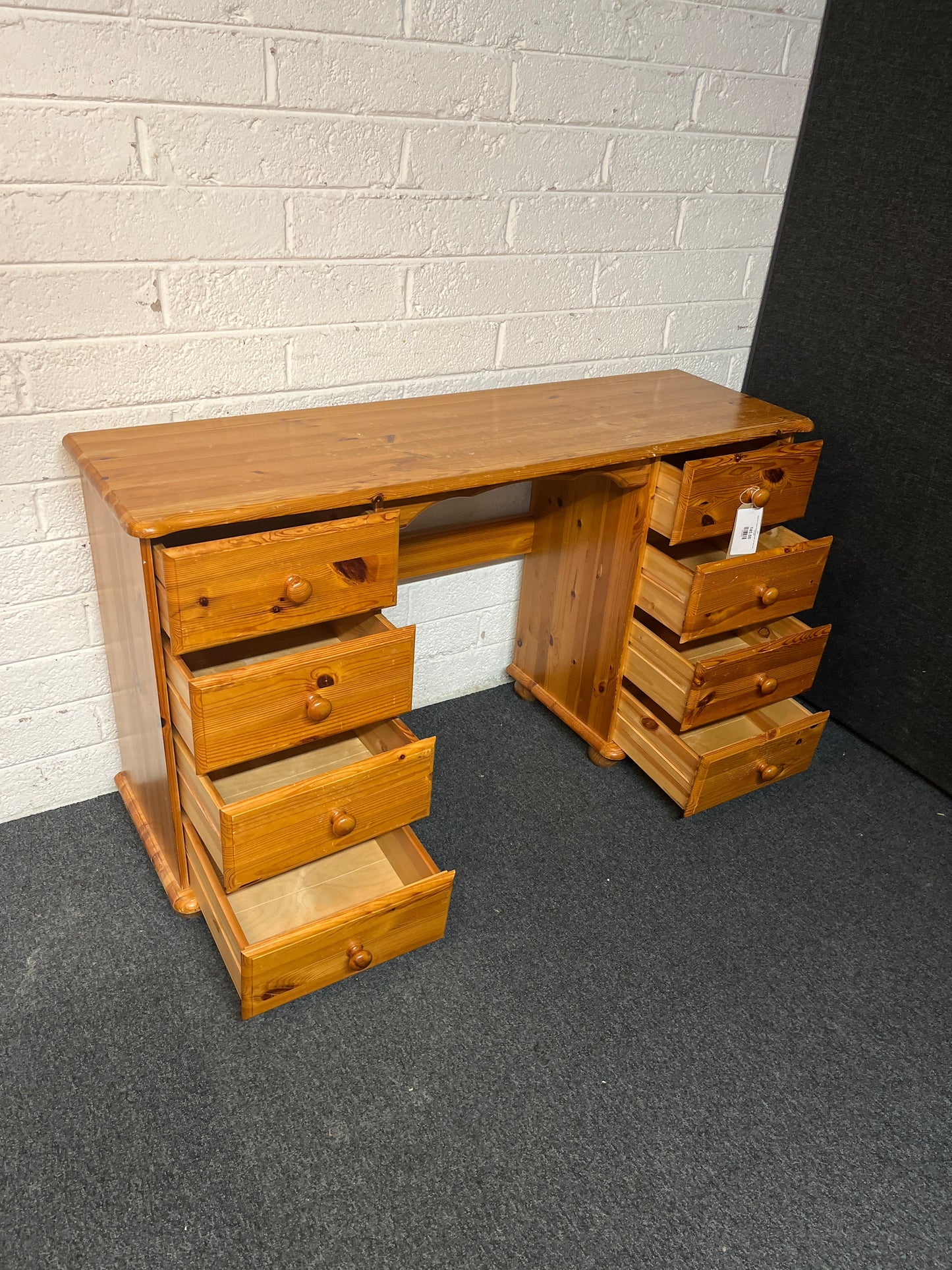 Solid Pine 8 drawer dressing table (H 80 x W 140 x D 42 cm) 2225