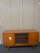 Switch Retro teak stained 2 door 3 drawer glass fronted sideboard (H 83 x W 152 x D 44 cm) 2325 2 image