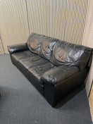 Switch 3 seater real black leather sofa 2 image