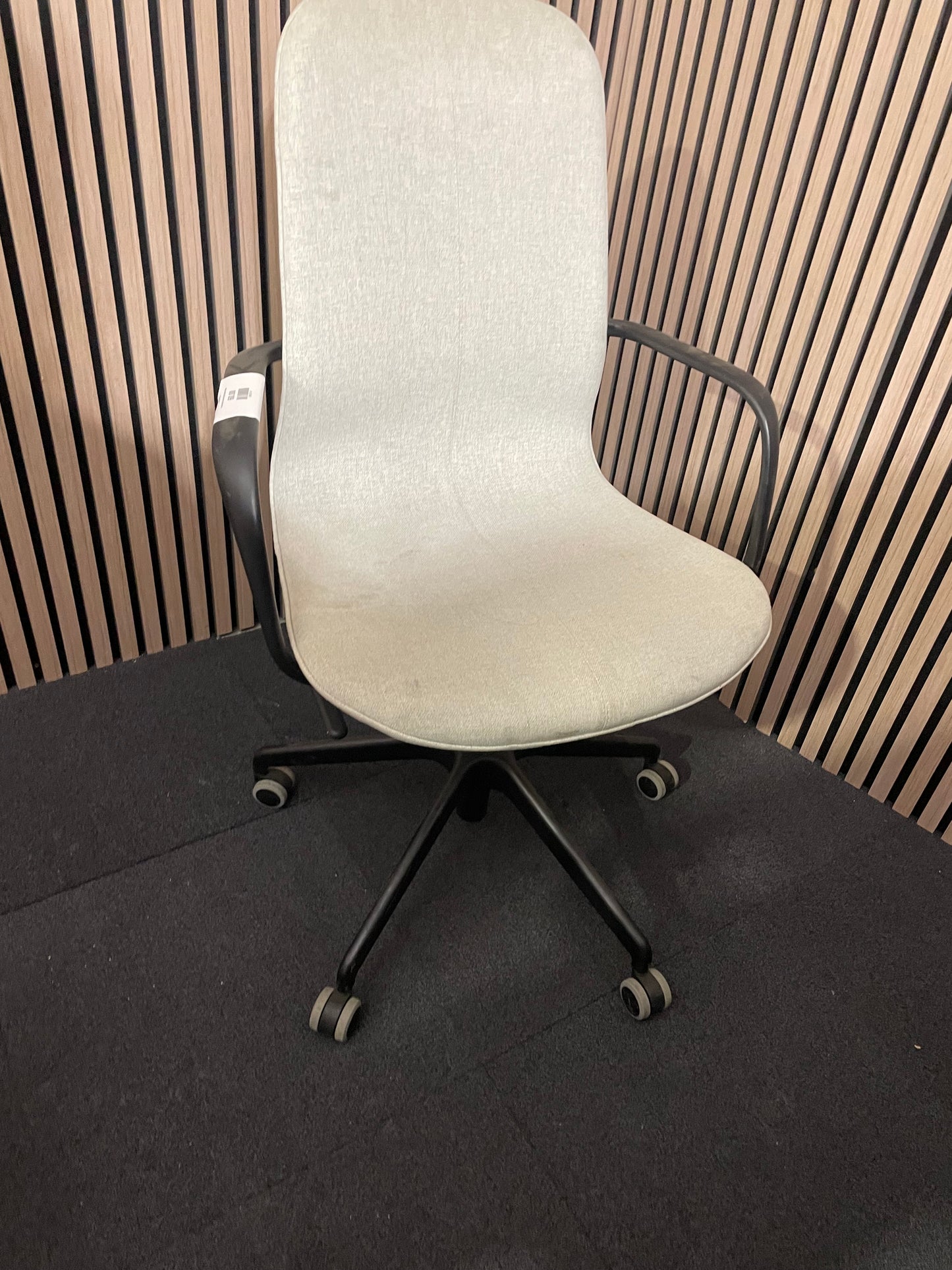Ikea Style Cream Fabric Swivel Chair- black and white frame