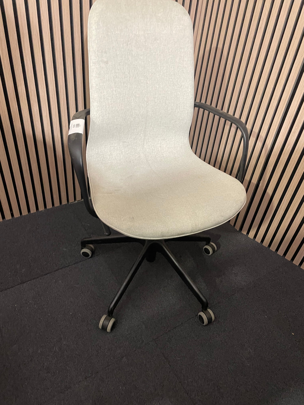 Ikea Style Cream Fabric Swivel Chair- black and white frame