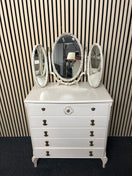 Switch ornate white 5 drawer chest of drawers with matching dressing mirror (H 86 x W 79 x D 48 cm) 2325 3 image
