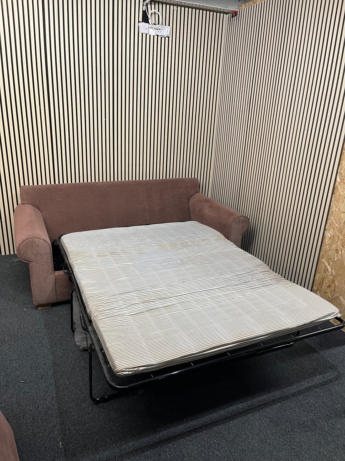 3 seater brown corduroy fabric sofa bed 3325