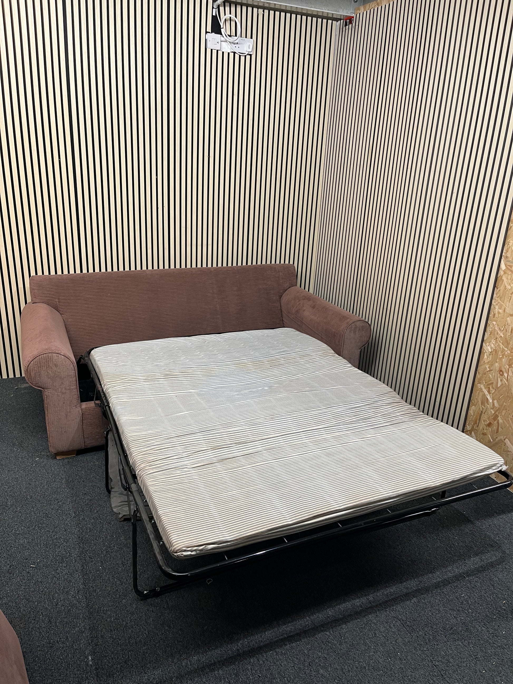 3 seater brown corduroy fabric sofa bed 3325