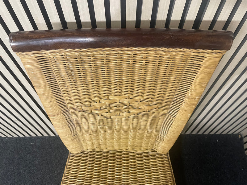 Rattan dining chair with dark wood stained top  44620