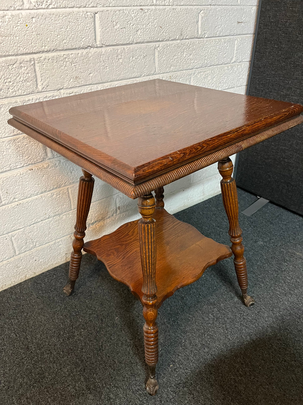 Square tall stained wood lamp table (H 73 x W 57 x D 57 cm) 3225