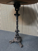 Switch Tall ornate orignal cast iron 3 stem table base with wooden top 77Wx104H 1425 3 image