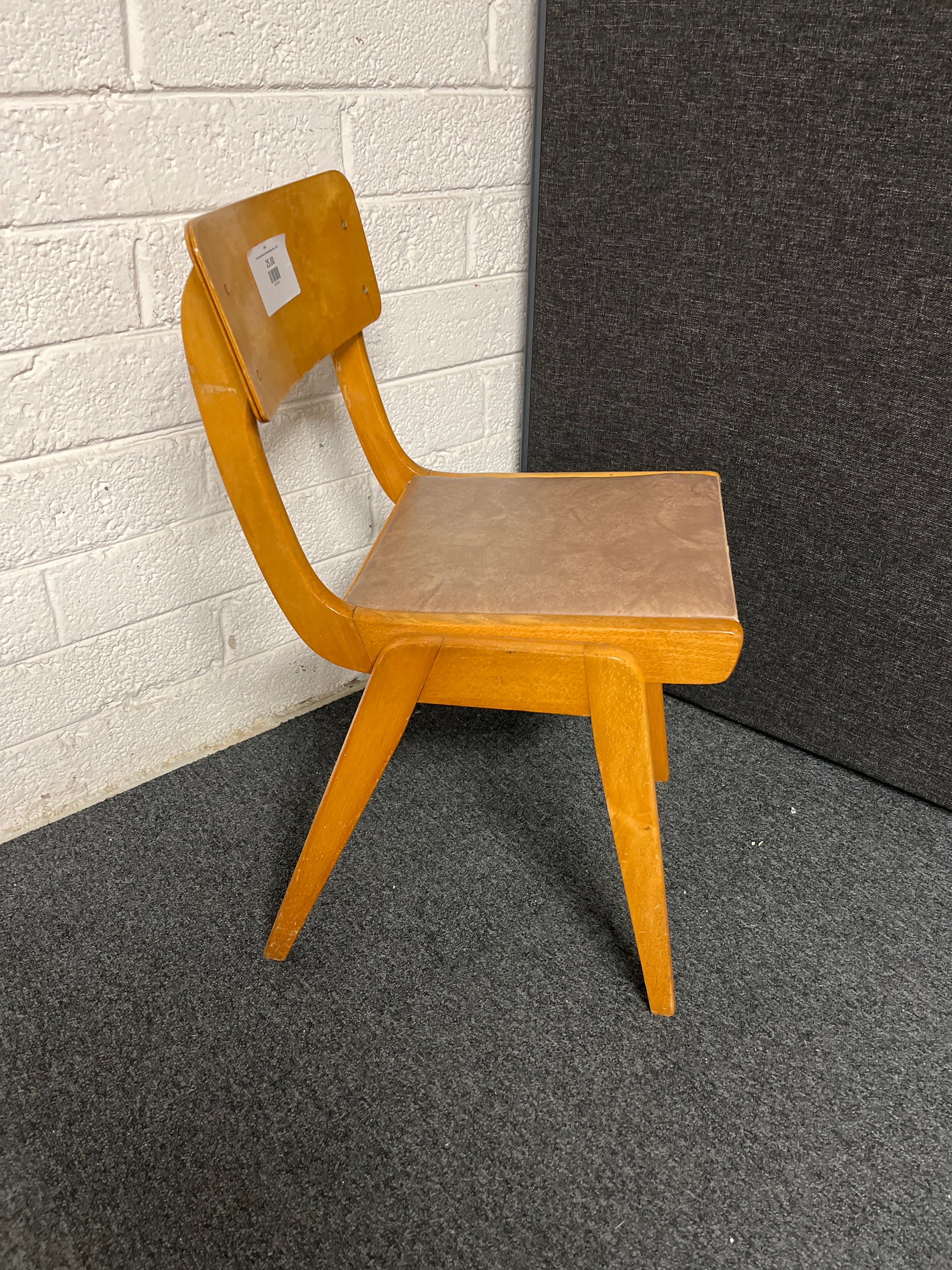Solid wood brown vinyl seat kitchen chair  2125