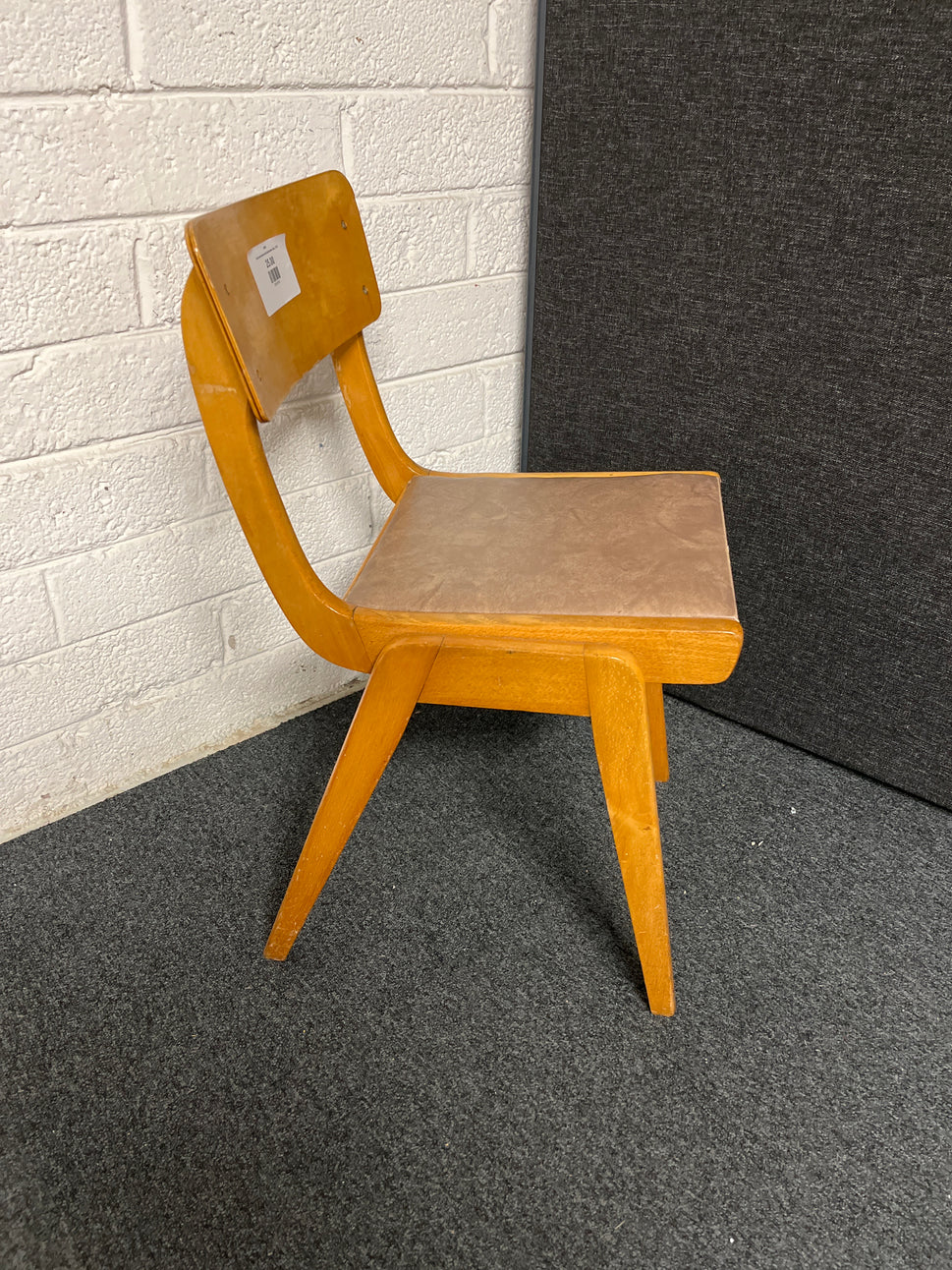 Solid wood brown vinyl seat kitchen chair  2125