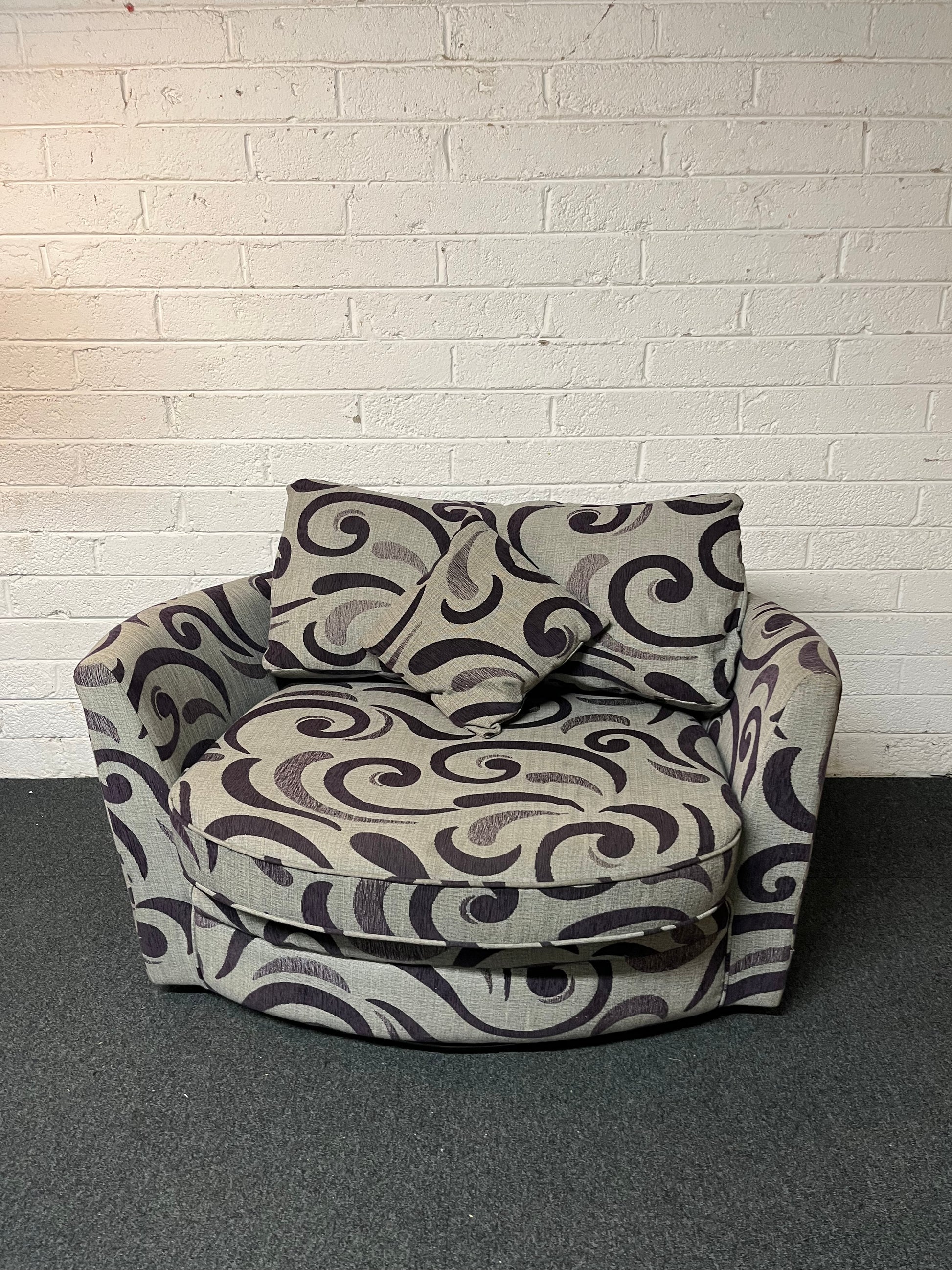 Lilac and grey swivel love seat 1325