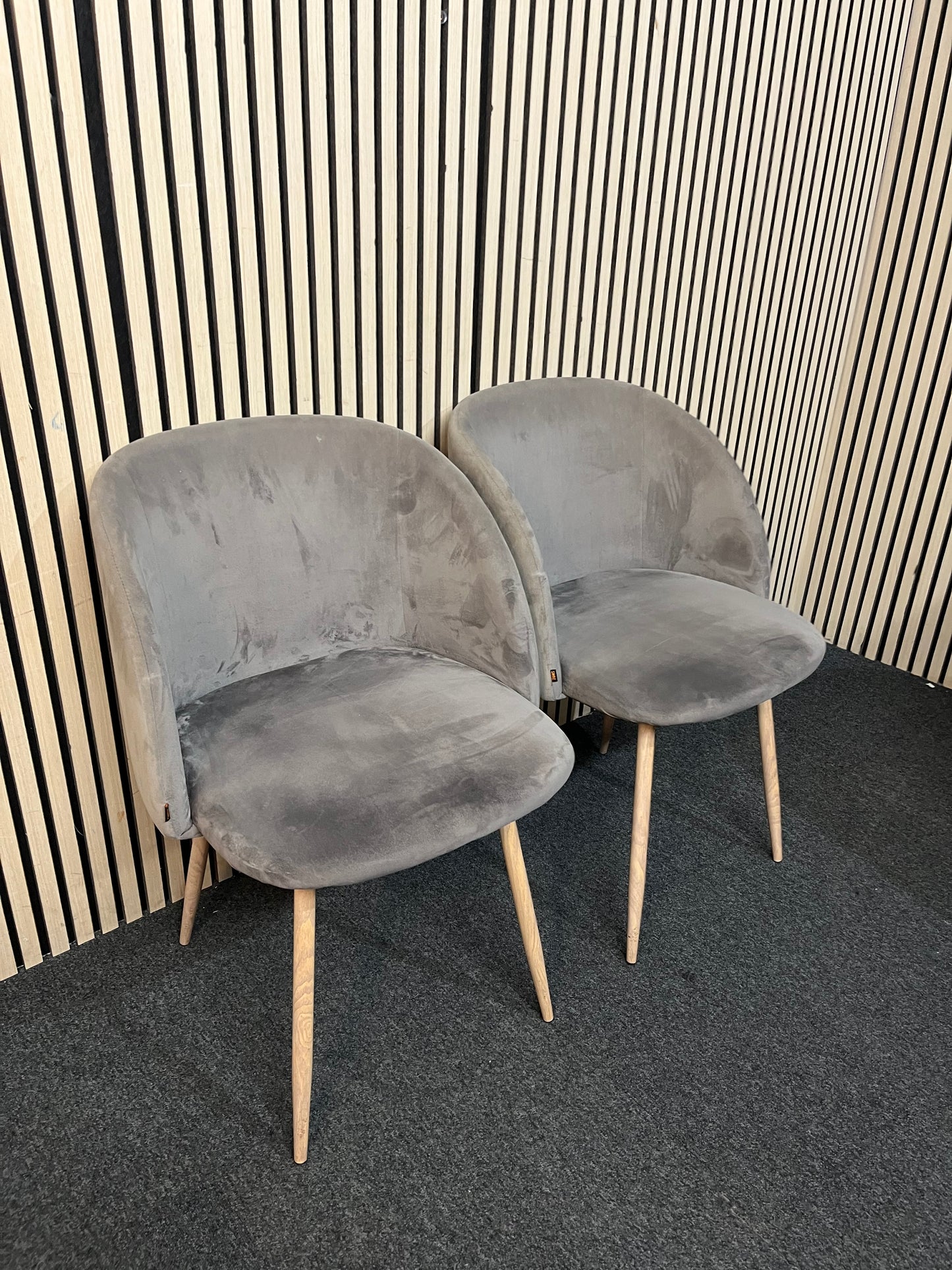 Grey velour fabric club dining chair (SET OF 2) 3126