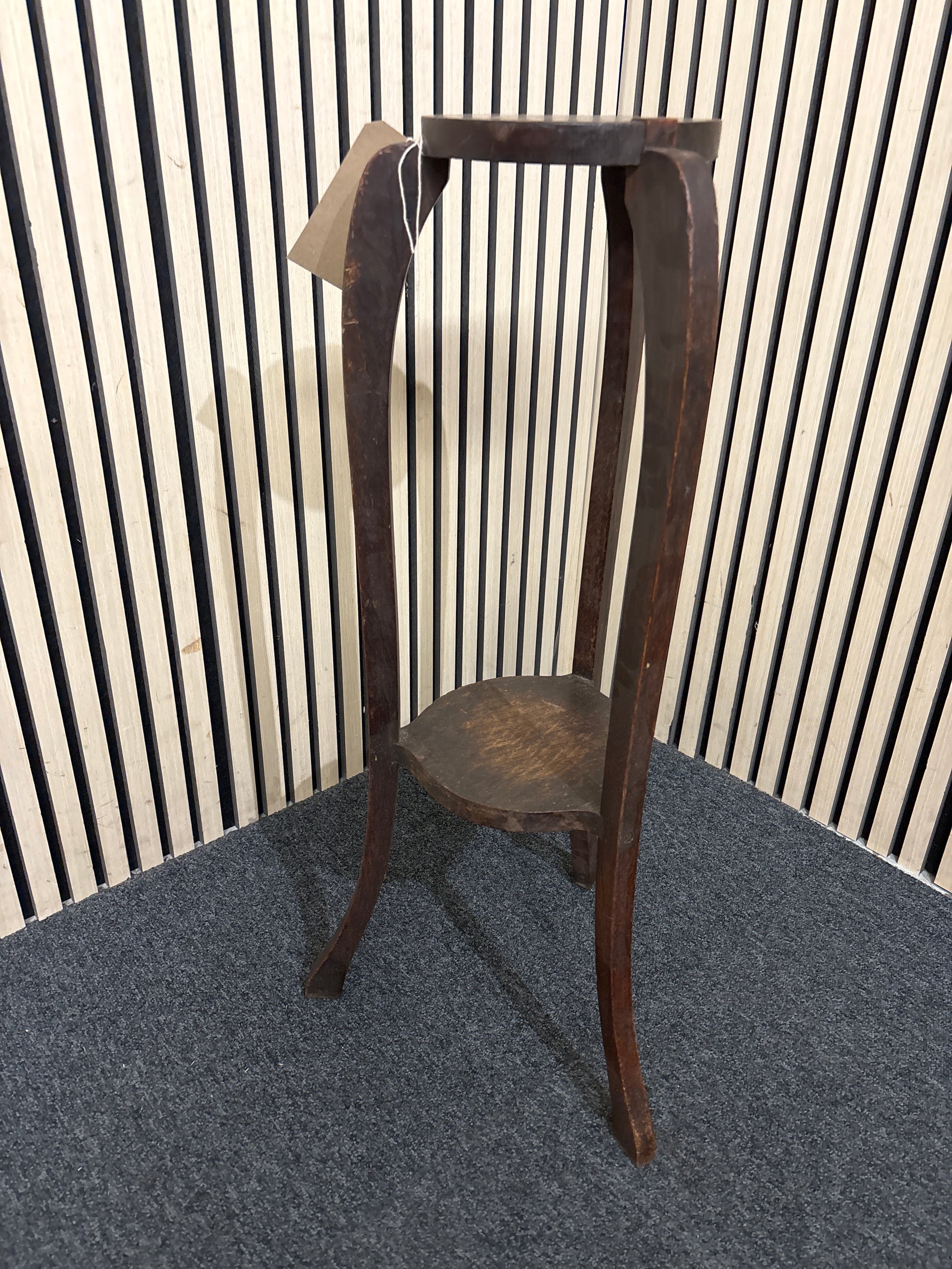 Orante dark wood stained small tall plant stand  43544