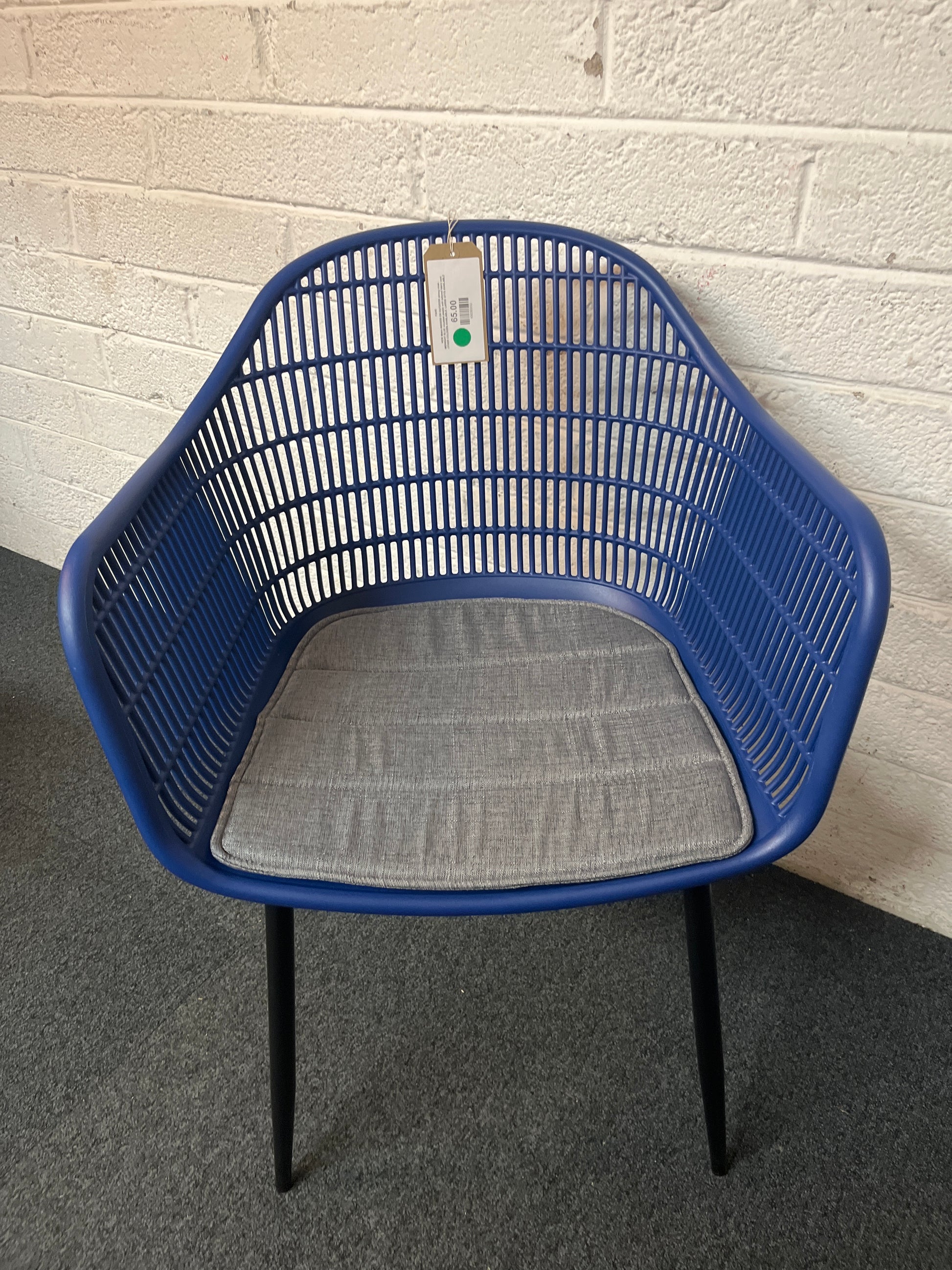 NEW Metro INDOOR OR OUTDOOR dining chair, MIDNIGHT BLUE moulded plastic with tailored fabric seat. OTHER COLOURS AVAILABLE. LARGE QTYS AVAILABLE