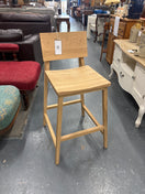 Solid light pine breakfast bar stool with solid back  44692