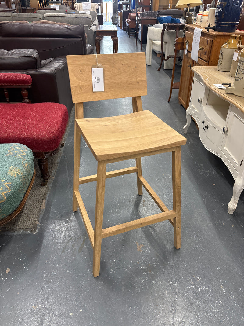 Solid light pine breakfast bar stool with solid back  44692