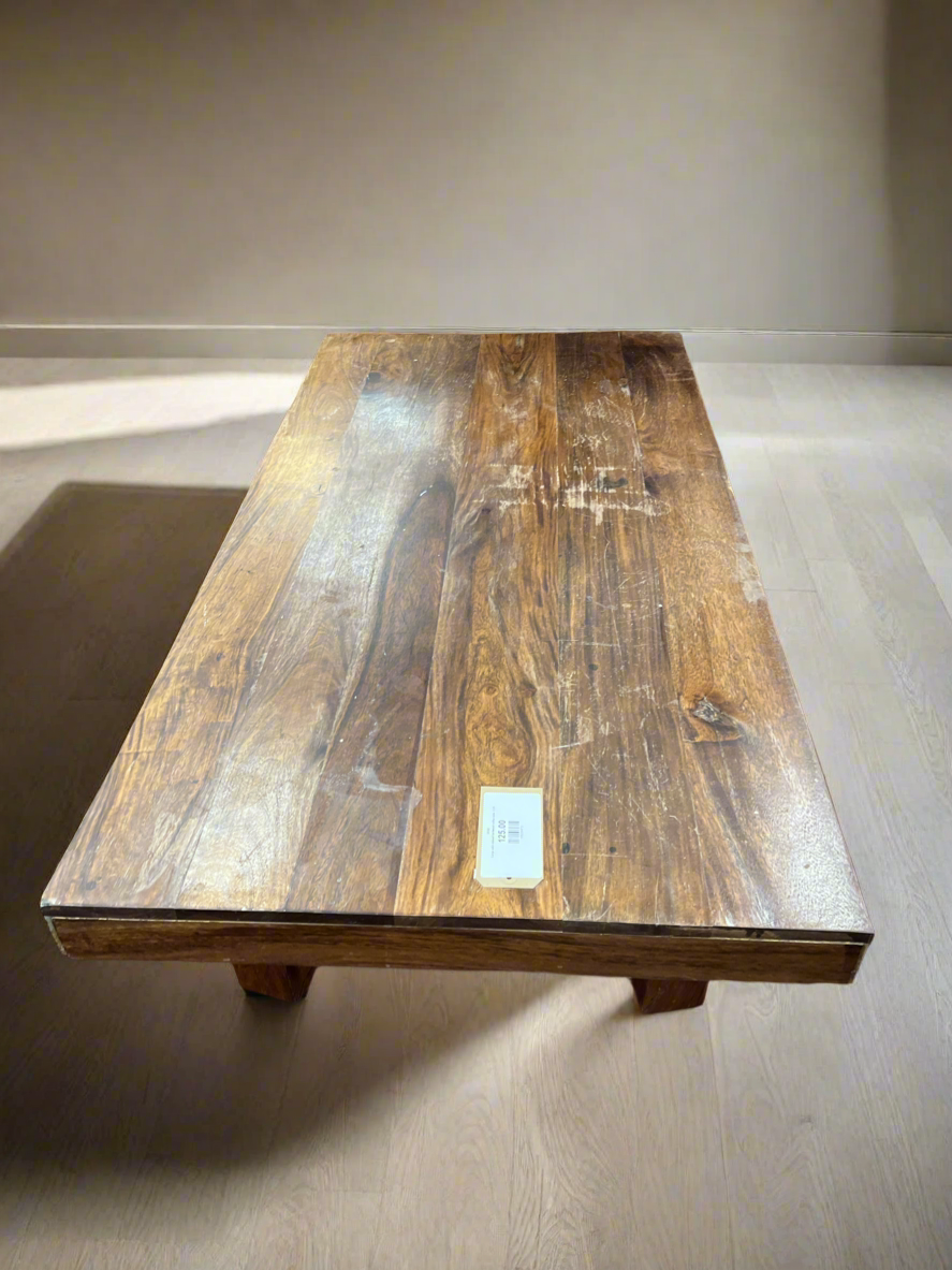 Large solid stained hardwood coffee table  2125