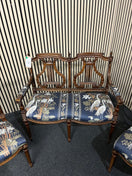 Switch Ornate mahogany framed, blue bird tapesty design fabric 2+1+1 suite 2325 3 image