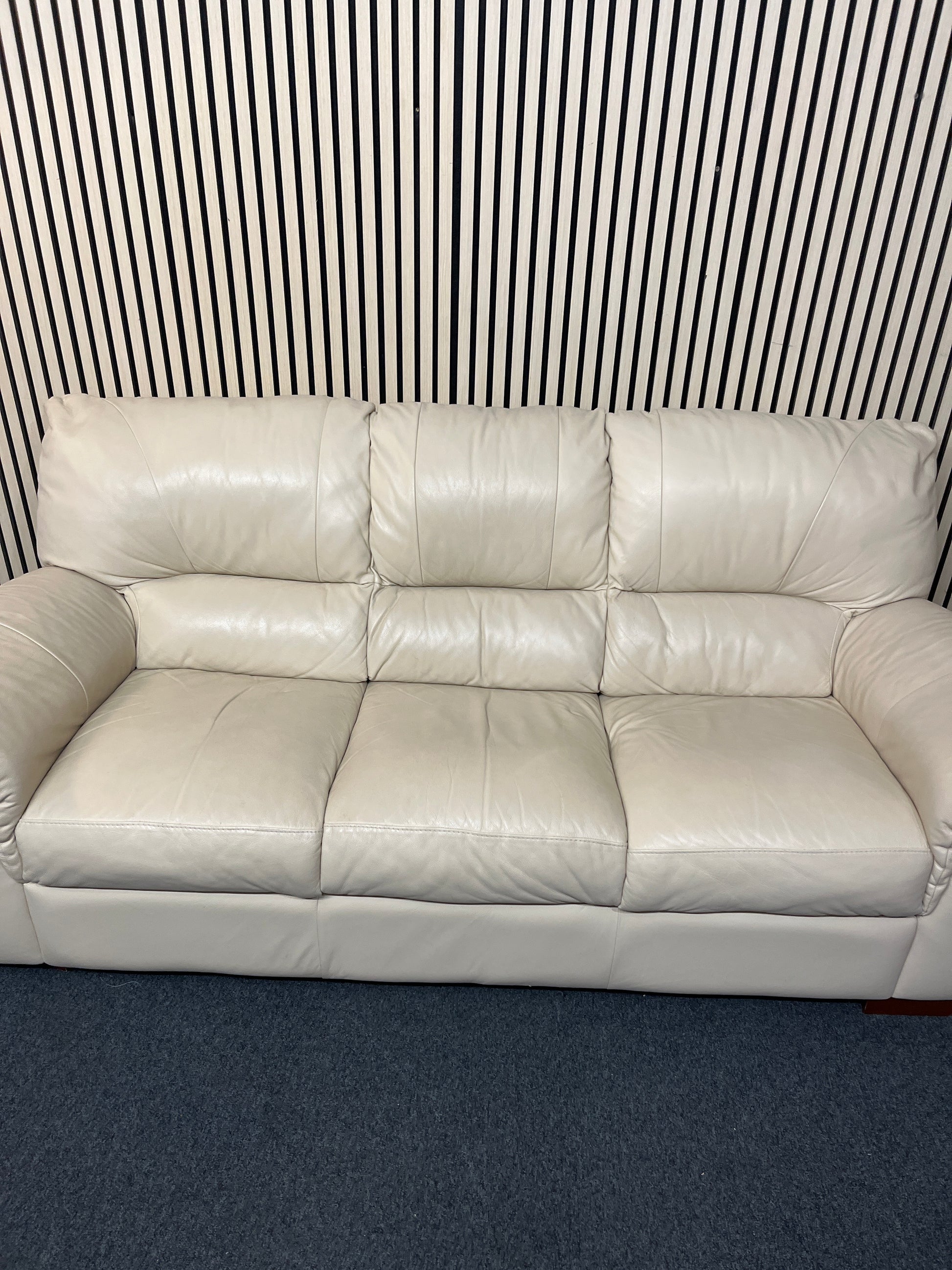 3 seater soft cream leather sofa (210 cm wide) 3325