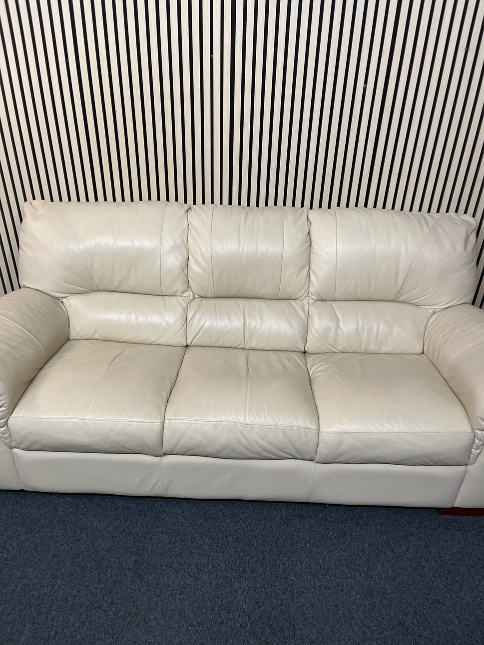 3 seater soft cream leather sofa (210 cm wide) 3325