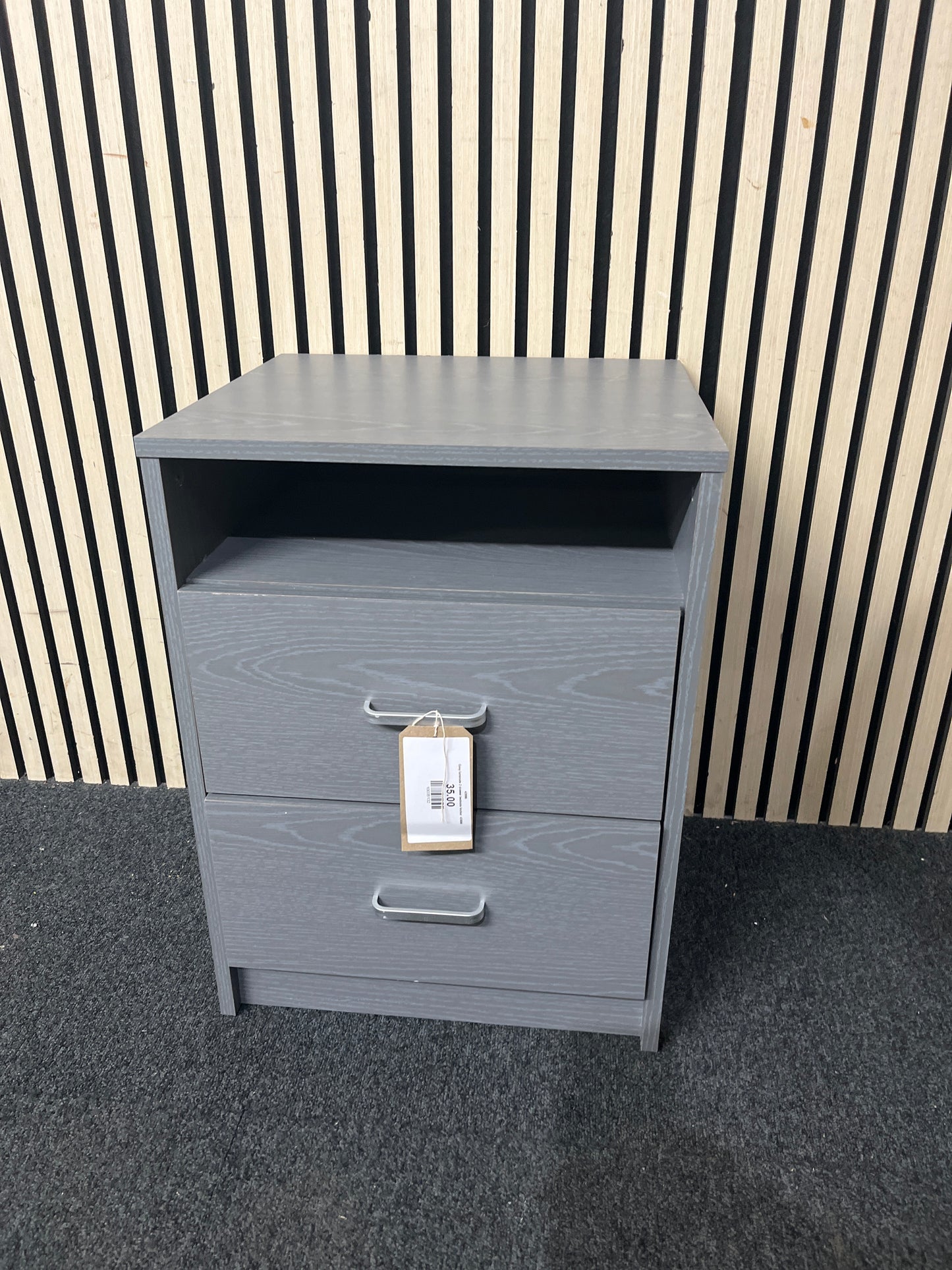 Grey laminate 2 drawer bedside locker  43886