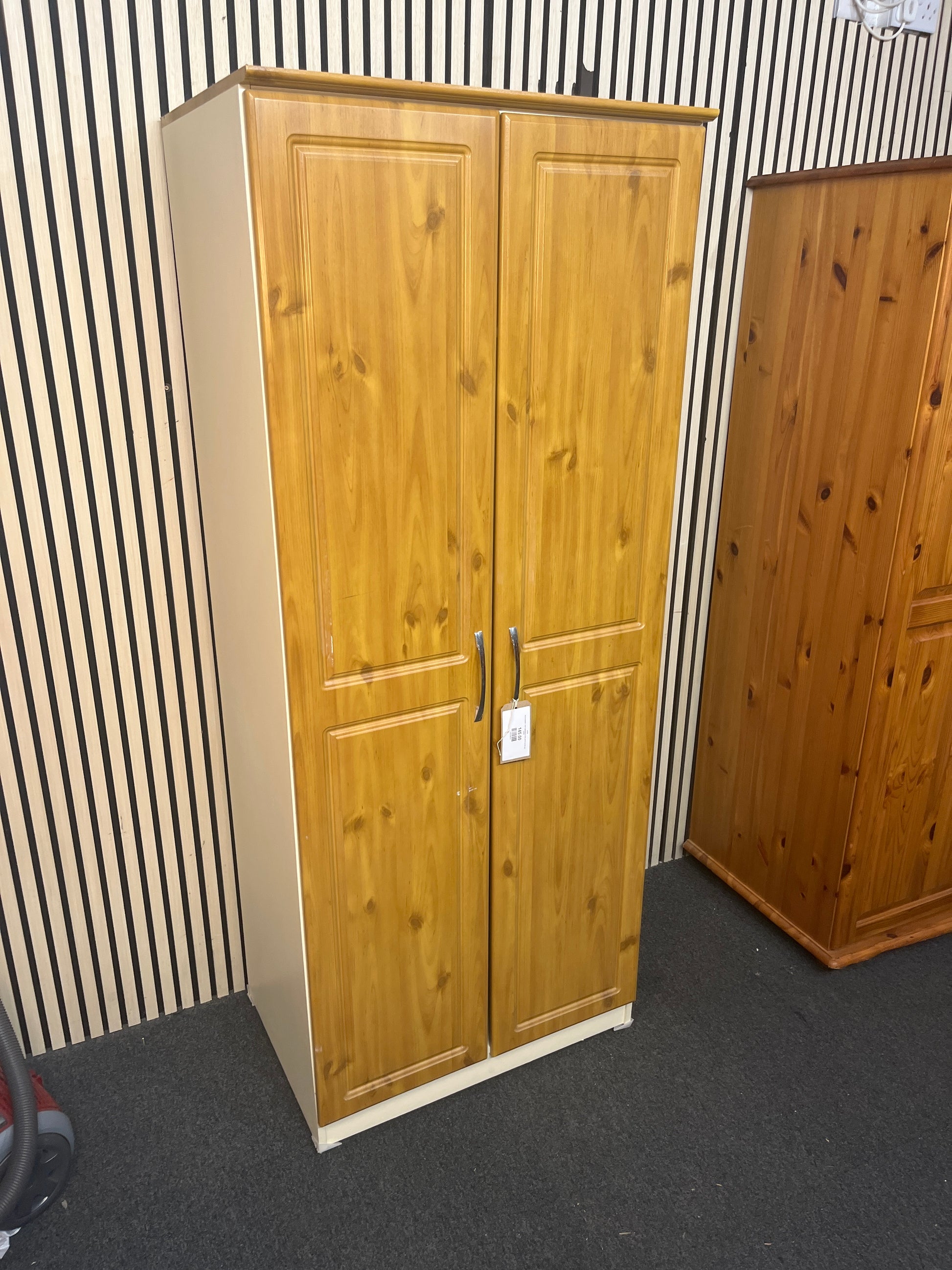 Pine laminate 2 door wardrobe (H 184 x W 74 x D 52 cm) 43759