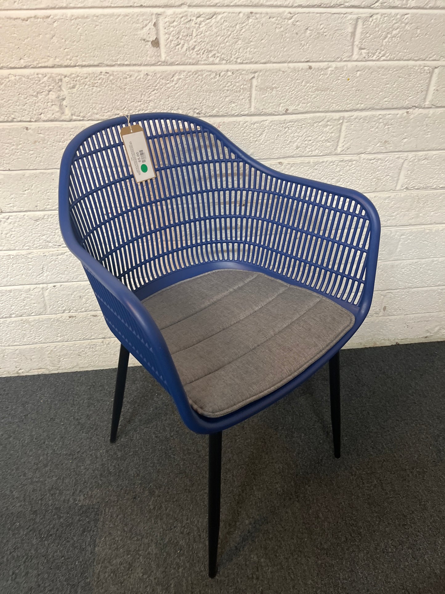 NEW Metro INDOOR OR OUTDOOR dining chair, MIDNIGHT BLUE moulded plastic with tailored fabric seat. OTHER COLOURS AVAILABLE. LARGE QTYS AVAILABLE