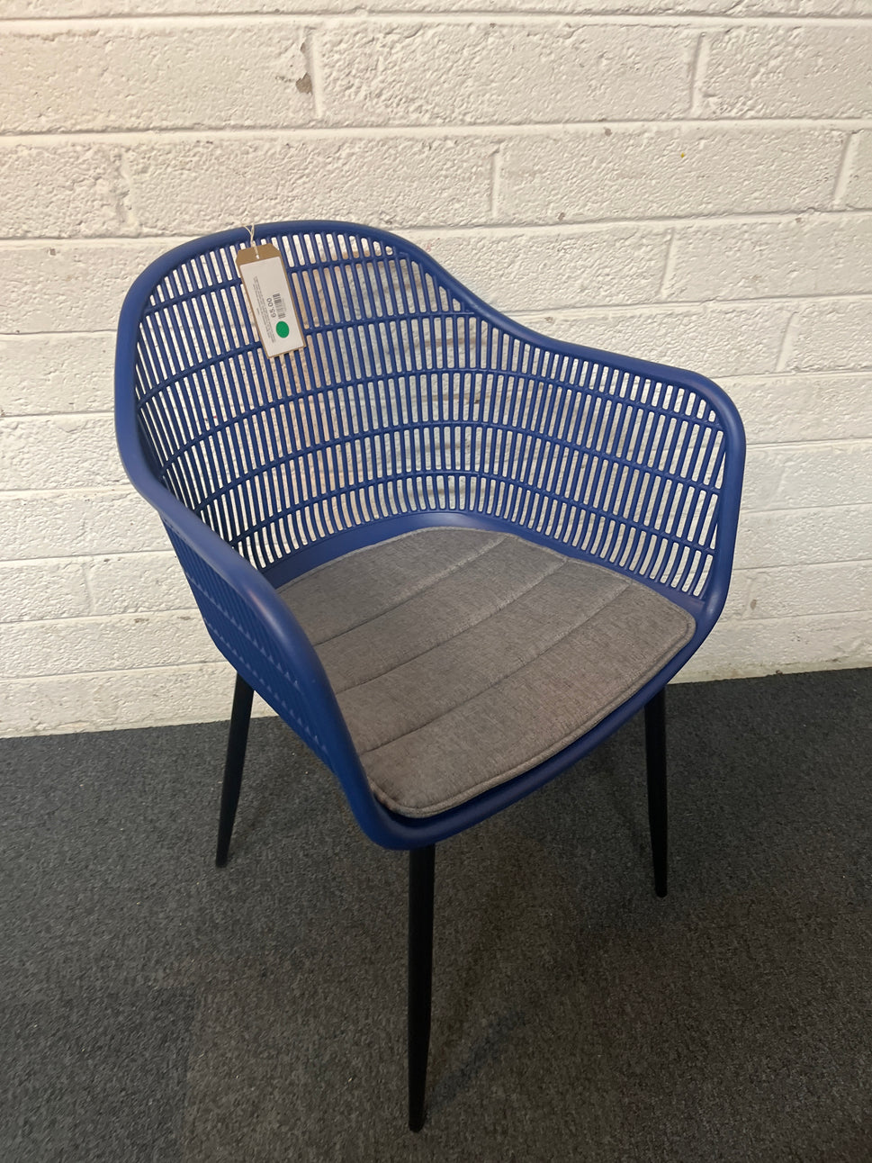 NEW Metro INDOOR OR OUTDOOR dining chair, MIDNIGHT BLUE moulded plastic with tailored fabric seat. OTHER COLOURS AVAILABLE. LARGE QTYS AVAILABLE
