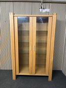 Switch Two-tier wooden display unit with sliding glass panels, good condition. (H 195 x W 119 x D 49 cm)  44241 2 image
