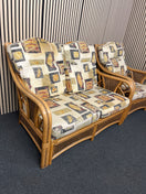 Switch Bamboo-style wicker 2 seater sofa, armchair and matching glass-top side tables.  44379 3 image