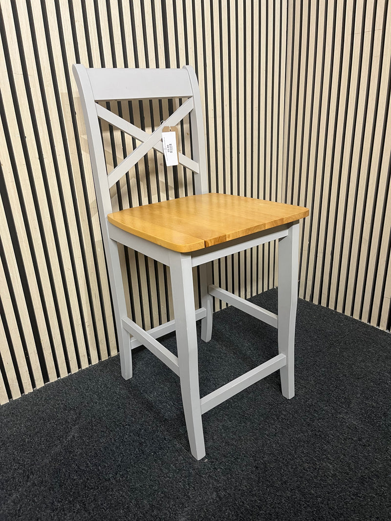 Tall grey painted wooden stools with natural timber seat  44765