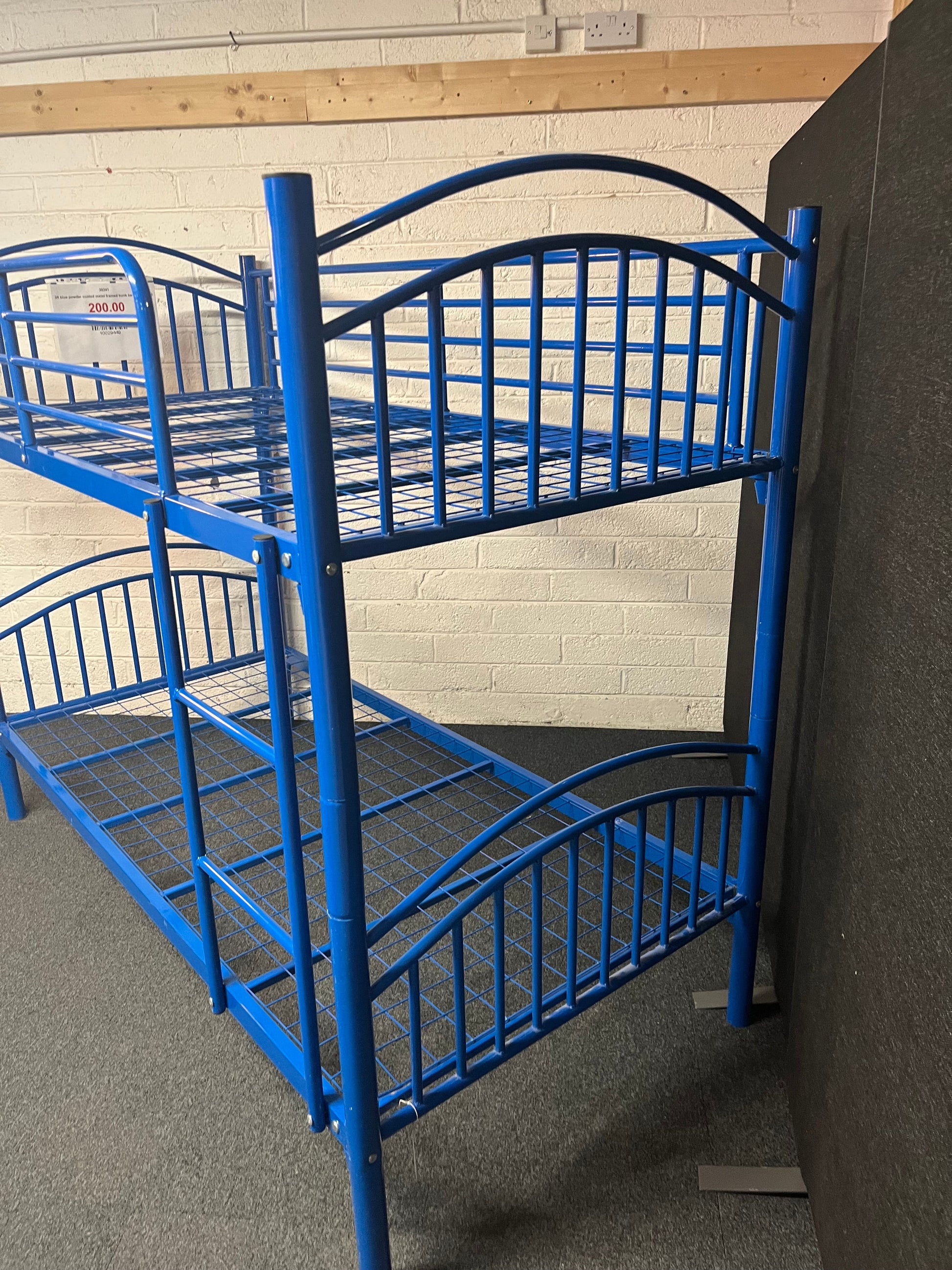 3ft blue powder coated metal framed bunk bed frame 1225