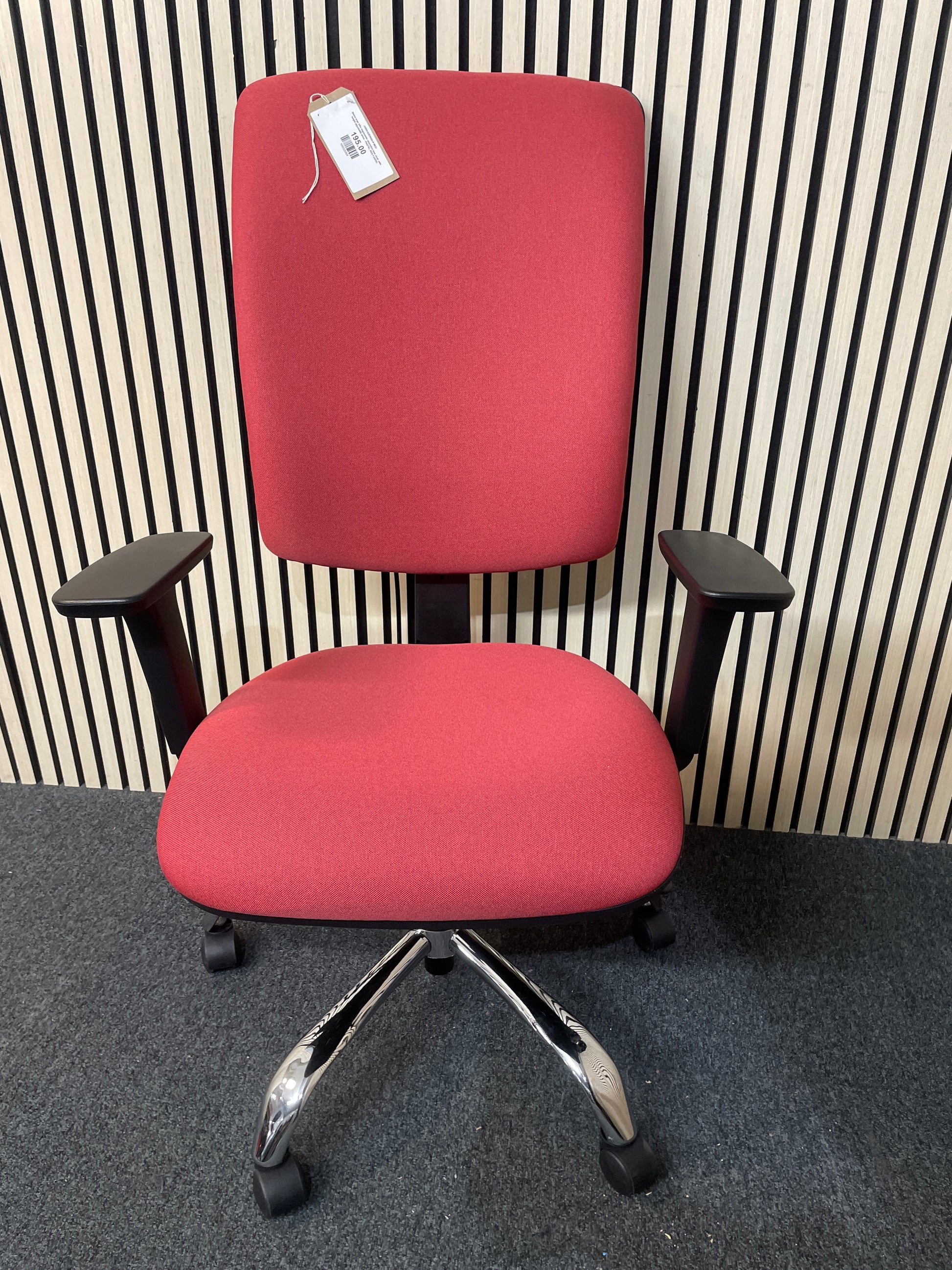 Senza ergo 24hr ergonomic asynchro task chair with height adjustable arms - PASTEL RED FABRIC