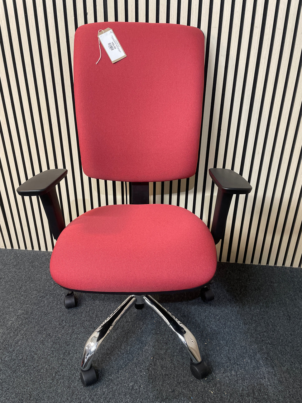 Senza ergo 24hr ergonomic asynchro task chair with height adjustable arms - PASTEL RED FABRIC