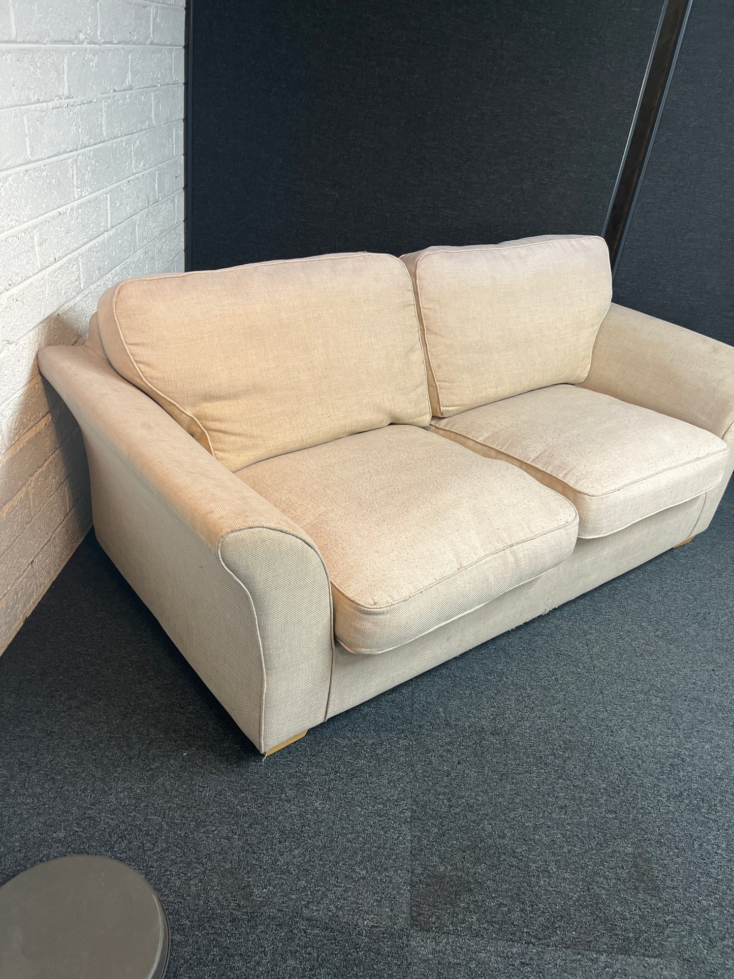 Large 2 seater oatmeal fabric sofa 2225