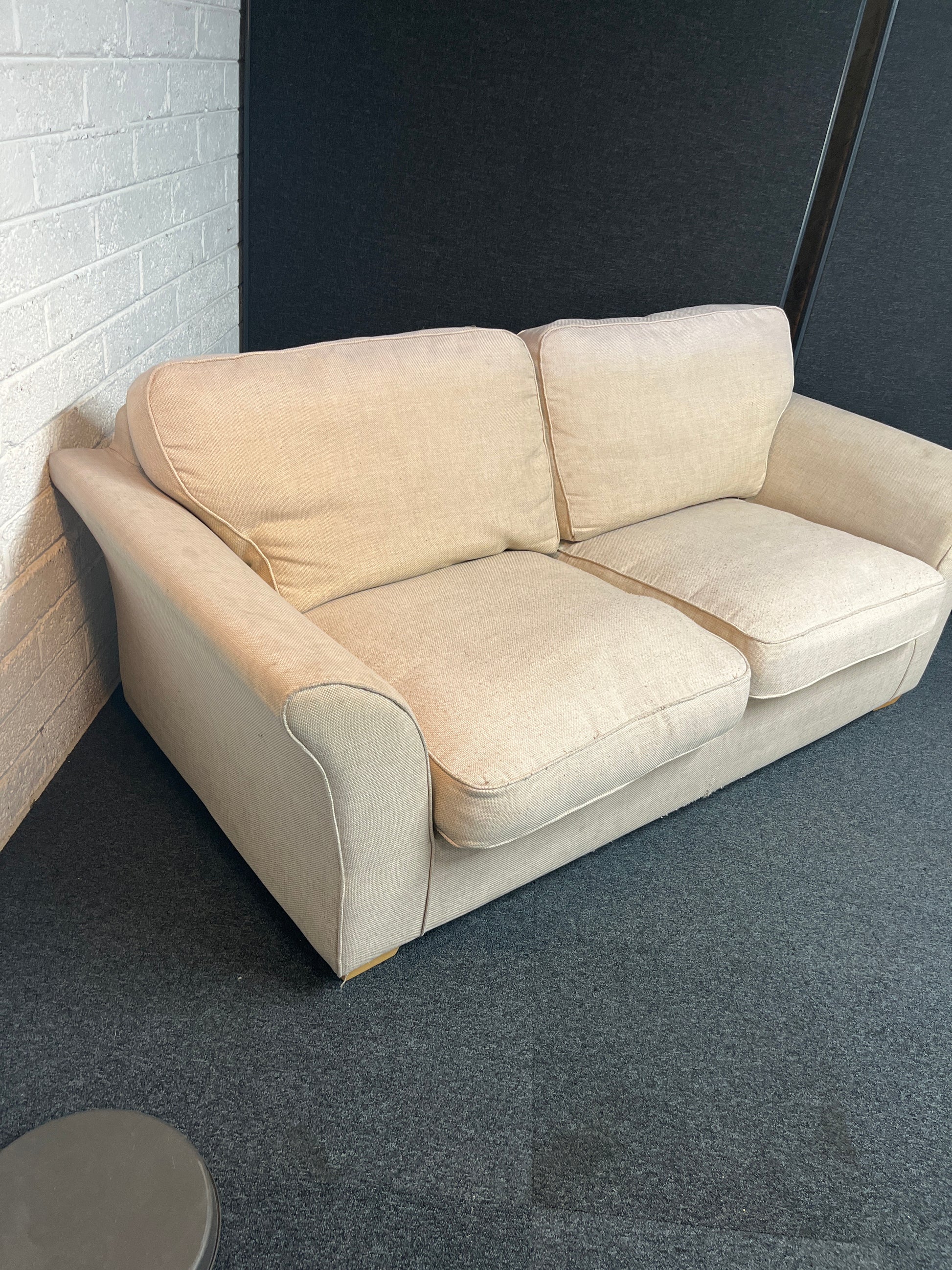 Large 2 seater oatmeal fabric sofa 2225