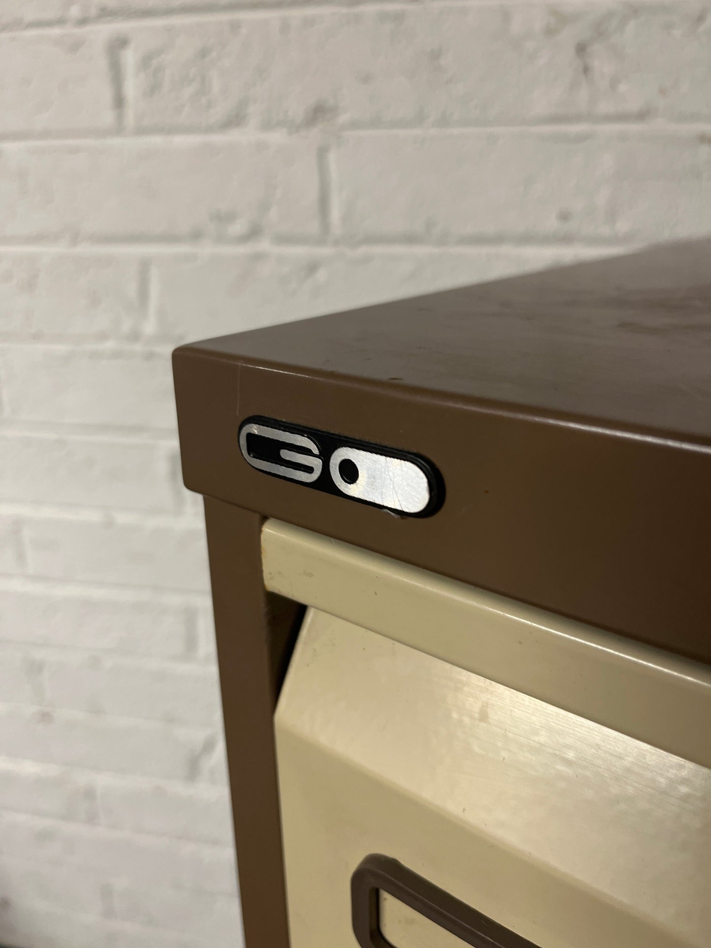 SECONDHAND Coffee and cream 4 drawer metal filing cabinet
