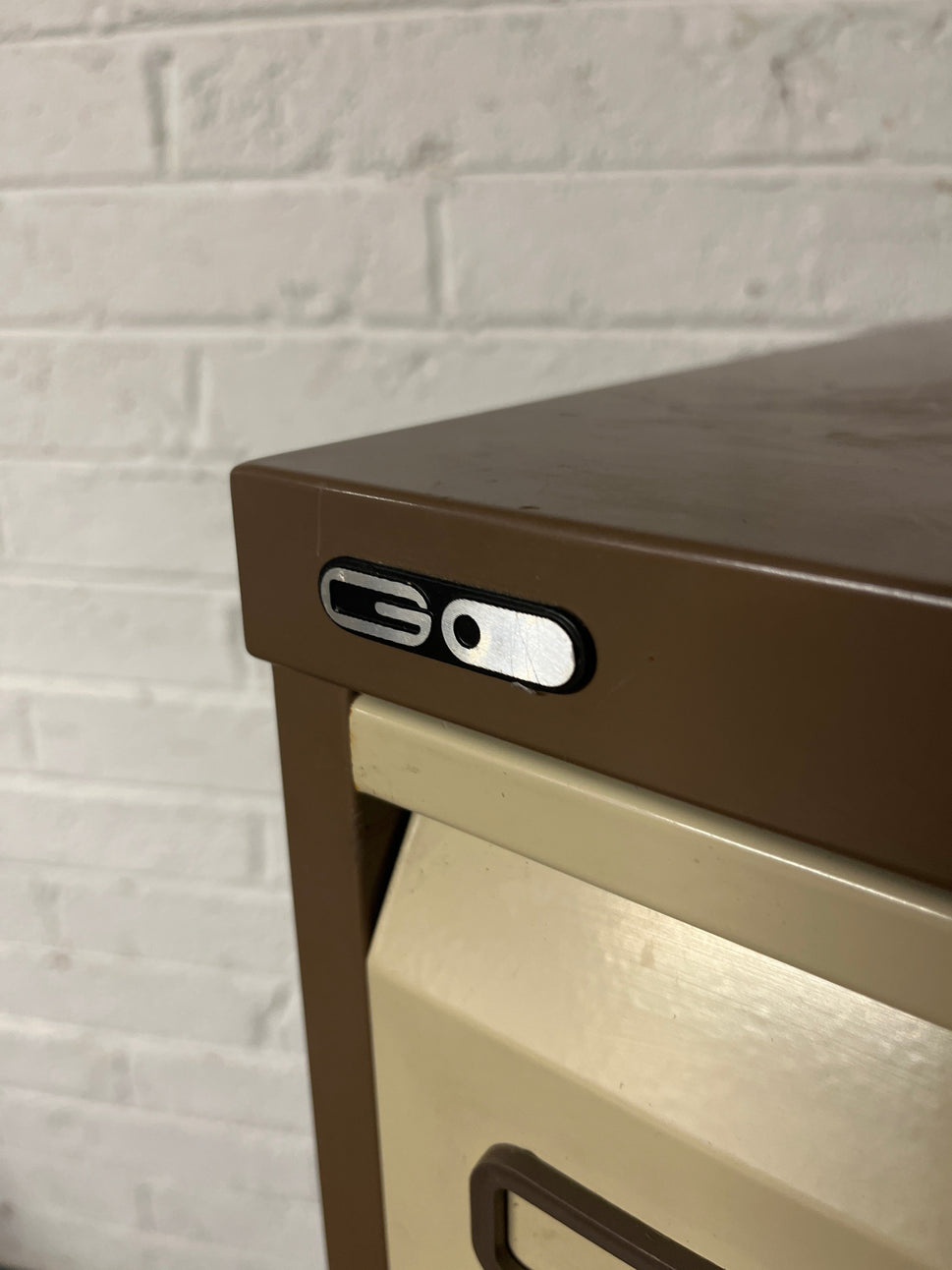 SECONDHAND Coffee and cream 4 drawer metal filing cabinet