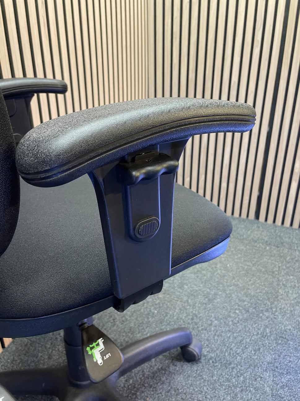 Black Second Hand Vantage Swivel chair with height adjustable arms- various condition