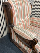 Switch High back solid beech stained framed fireside armchair with stripe fabric seat and back.  3126 3 image