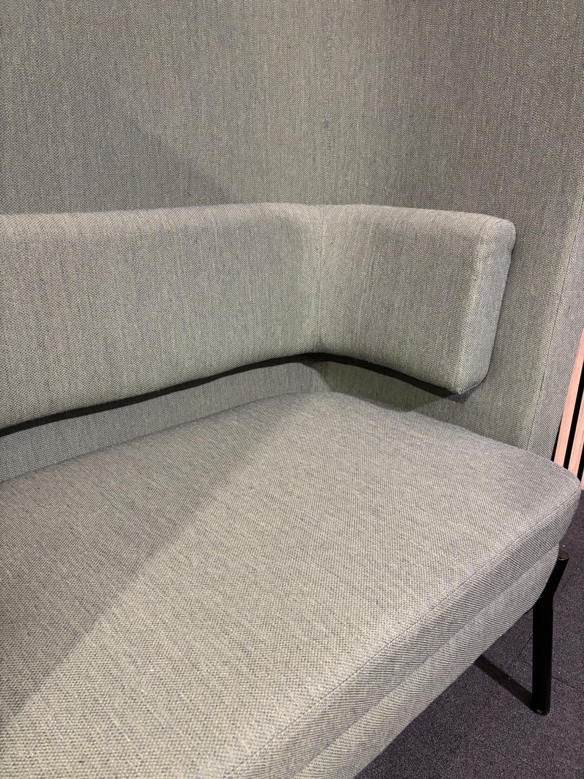 Green fabric black metal framed modular soft seating booth