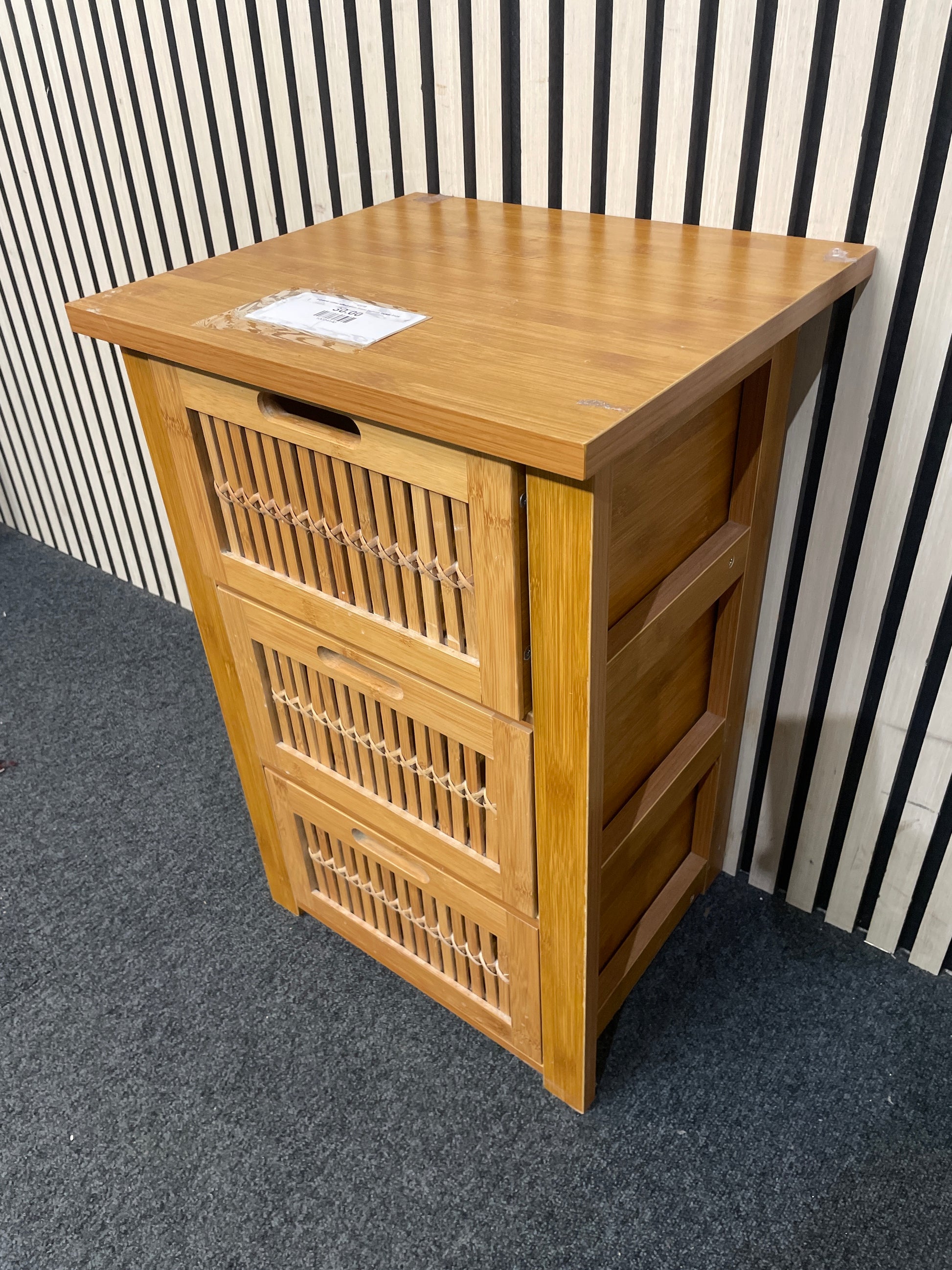 3 drawer rattan effect plain frame bedside locker 3126