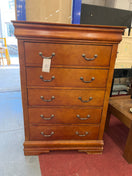 Switch Tall boy mahogany stained 5 drawer chest of drawers  2125 3 image