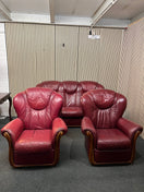 Switch 3+1+1 Wine leather Dutch Oak framed high back sofa suite  3126 3 image