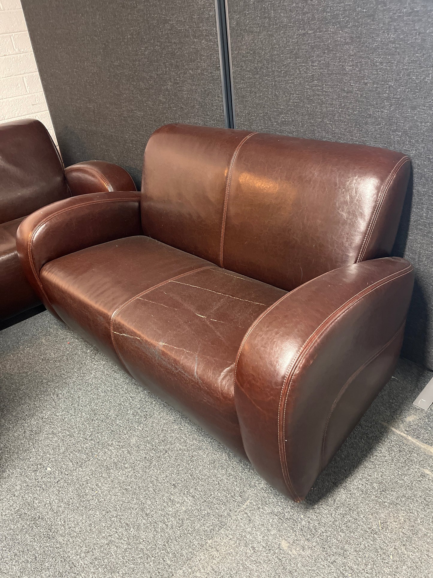 3+2+1 Dark brown leather modern sofa suite 2225
