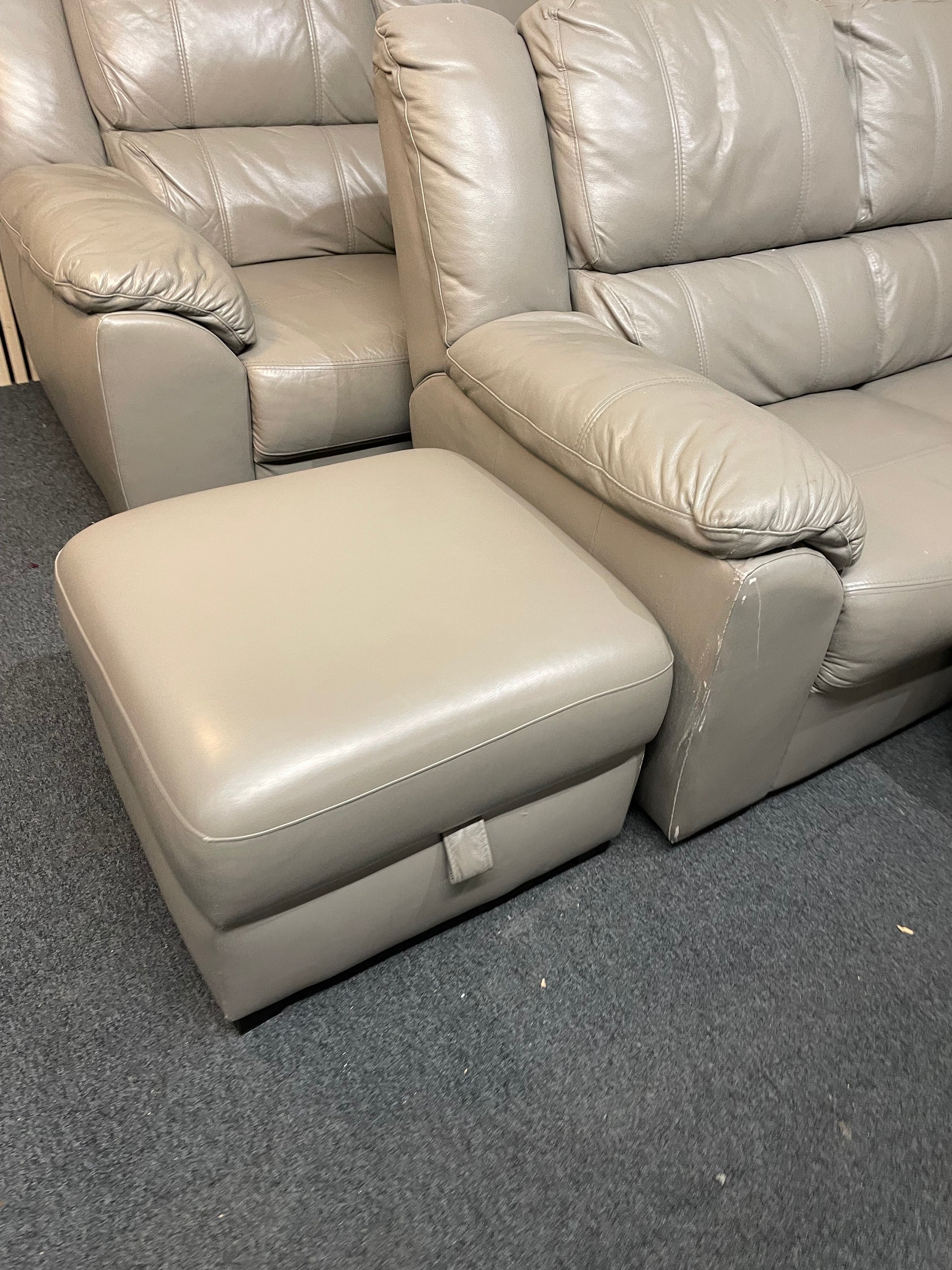 2 + 2 + 1 + footstool Grey leather recliner sofa suite 3126