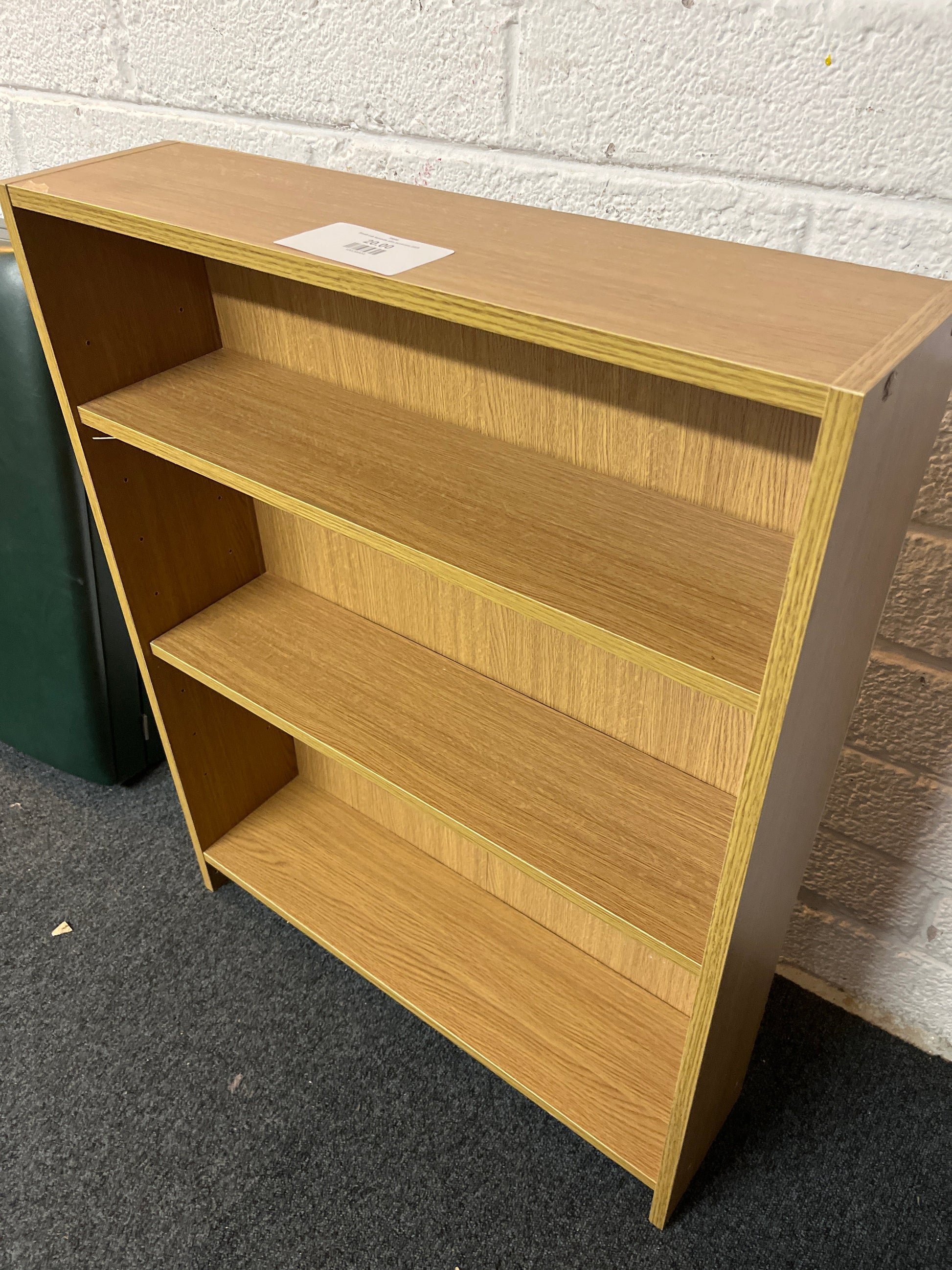 Small oak laminate slim bookcase 2225