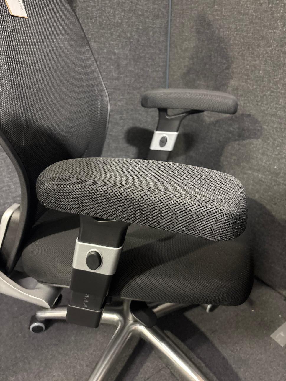 NEW Sandro mesh back executive chair with black air mesh seat, height adjustable arms, 5 star base. PRICE INC VAT