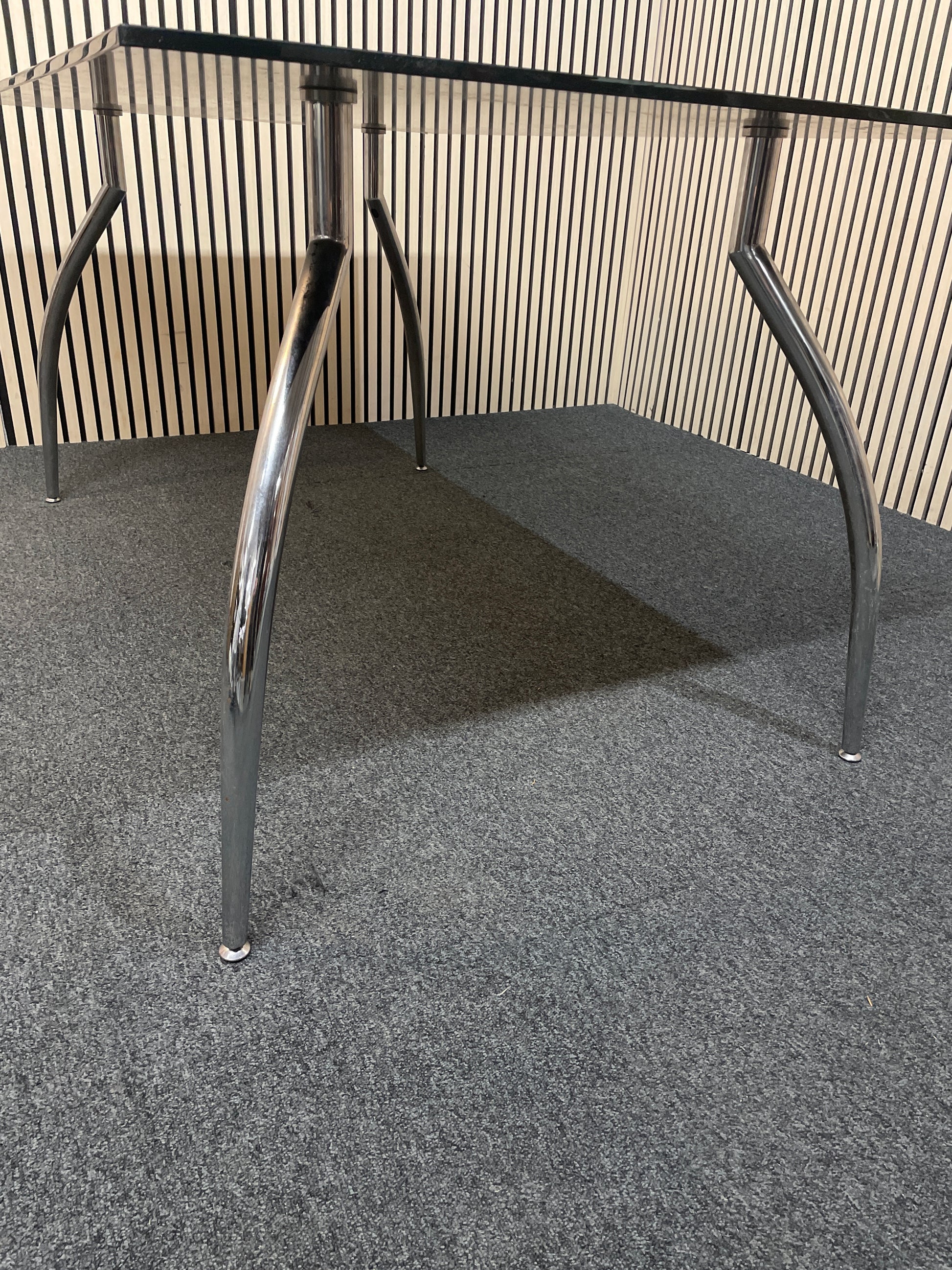 Black glass and chrome rectangular kitchen table (L 150 x W 90 cm) 1126